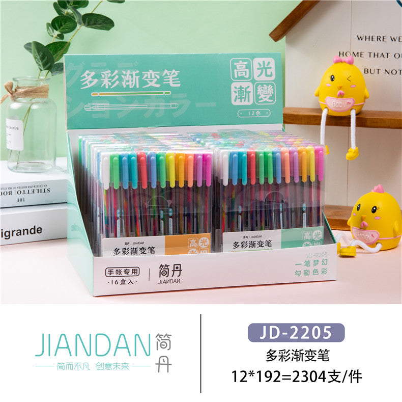 12Pcs/Set Creative Multicolor Color Fluorescent Glitter Pen Set