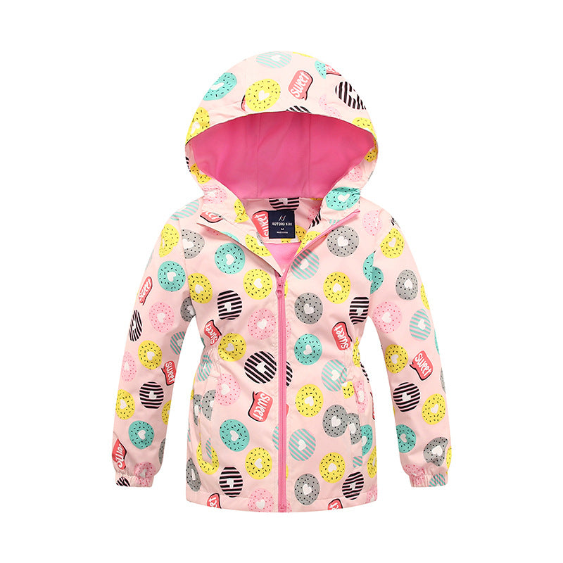 Autumn And Winter Toddler Girls Mid-Length Windbreaker Thickened Hooded Zipper Coat