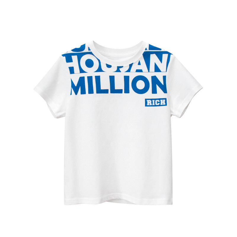 Kids Boys Basic Letter Pattern Round Neck Short Sleeve Casual T-shirt
