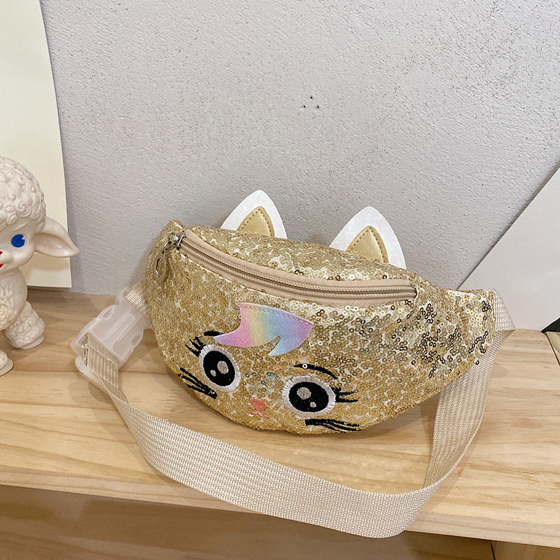 Kids Casual Cute Cartoon Sequins Waist Chest Bag