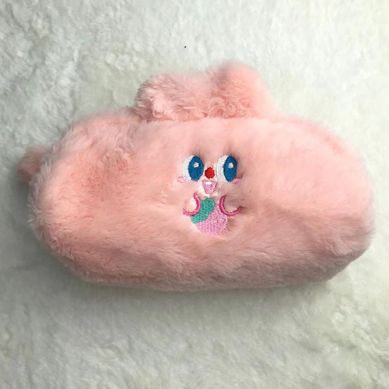 Fashion Cute Cartoon Bear Rabbit Plush Large Capacity Pencil Bag