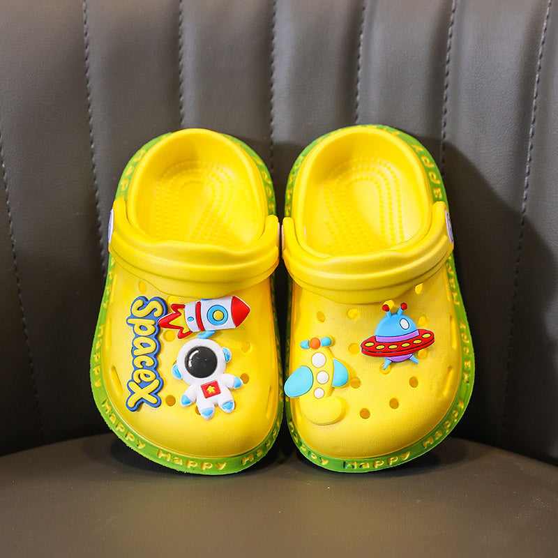 Kids Fashion Astronaut Pattern Non-Slip Outer Piercing Shoes Slippers