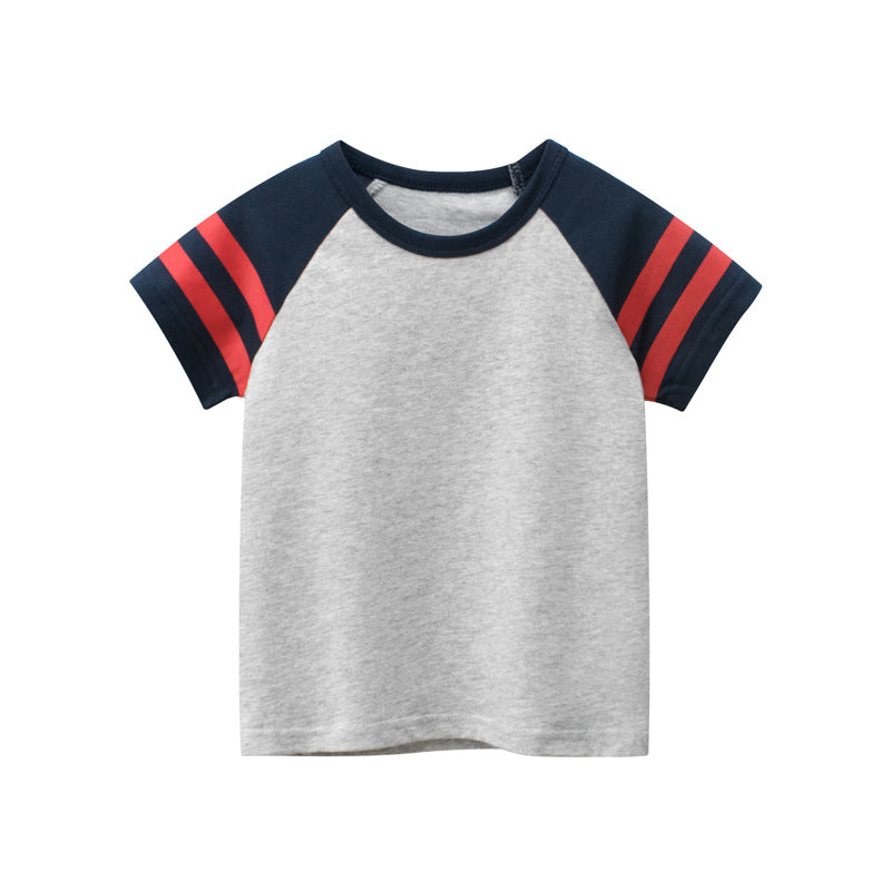 Children Kids Toddlers Fashion Boys Patchwork Short Sleeve T-Shirt