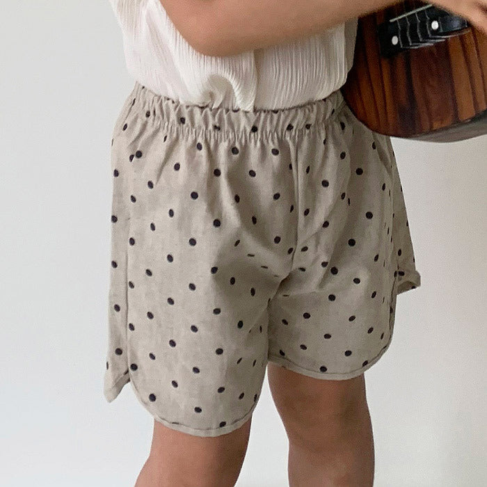 Kids Casual Plaid Polka Dot Loose Elastic Shorts