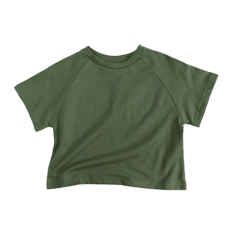 Children Kids Toddlers Girls Boys Boys Short Sleeve Solid Color T-Shirt