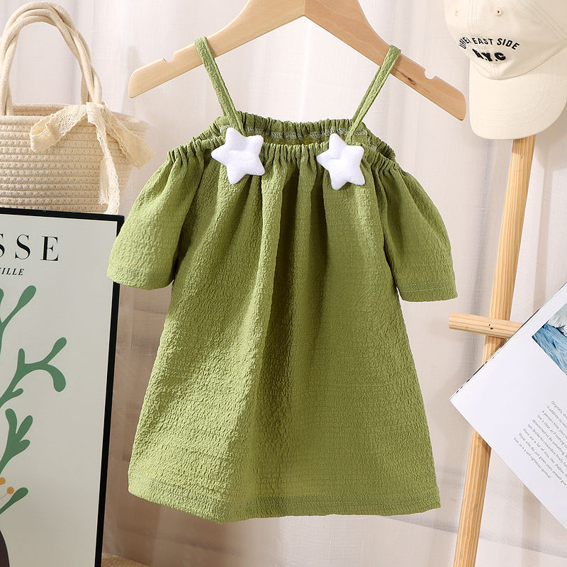 Toddler Girl Short-Sleeved Summer Off-Shoulder Blouse