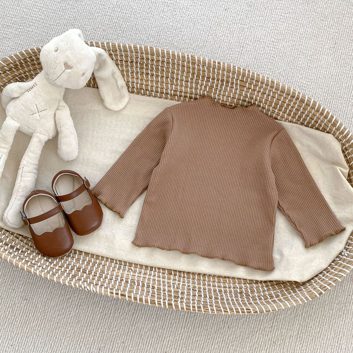 Kids Baby Girls Solid Color Stripe Long Sleeve Top