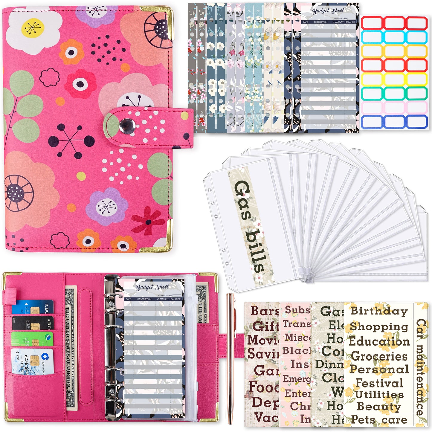 A6 Zipper Bag Color Printing Binder PU Leather Handbook Notebook