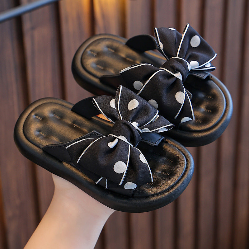 Kids Girls Casual Cute Bow Thick-Soled Slippers