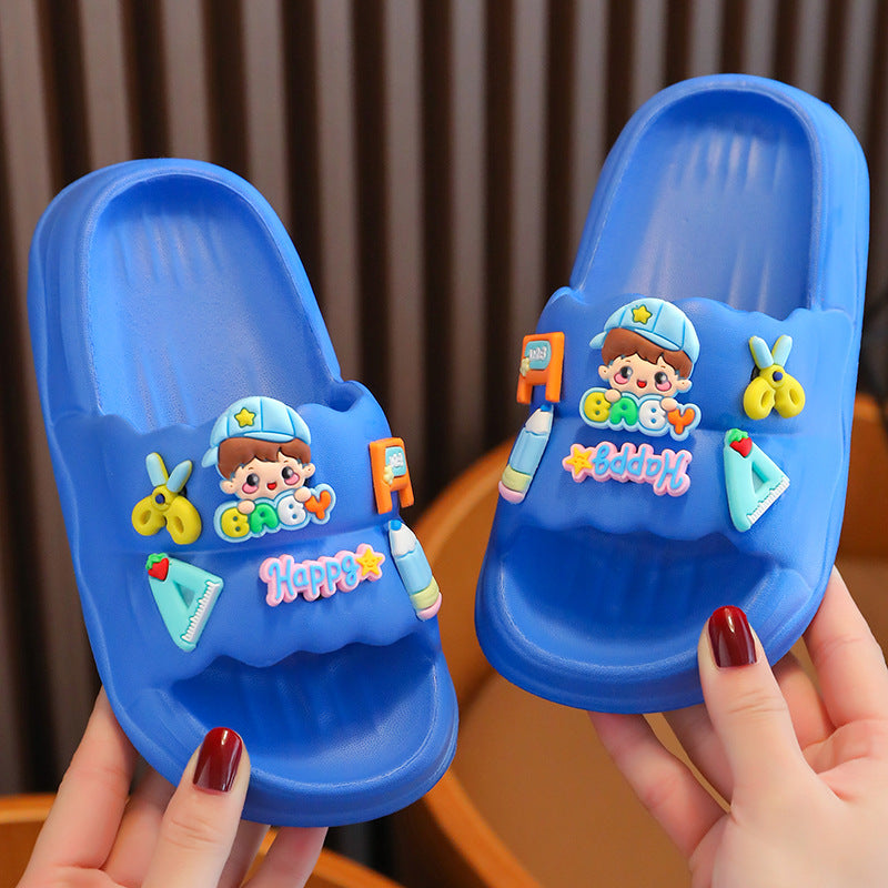 Children Kids Baby Fashion Girls Boys Cartoon Soft Sole Casual Slippers Shoes