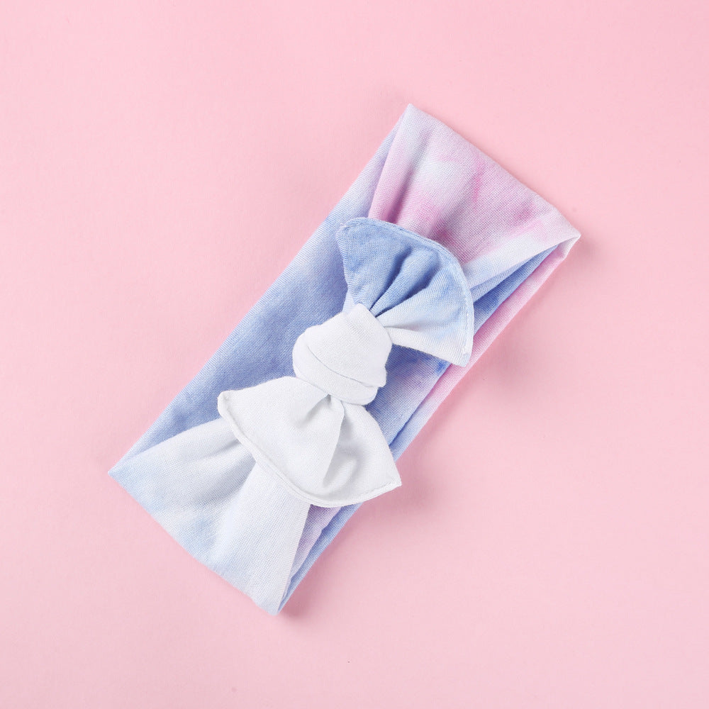 Toddlers Newborn Baby Girls Tie-Dye Printed Bow Headband