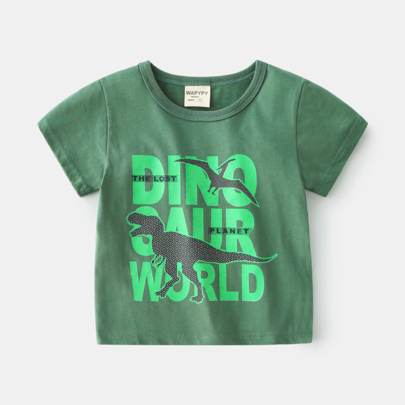 Children Kids Baby Fashion Boys Short Sleeve Cartoon Print Casual Basic T-Shirt
