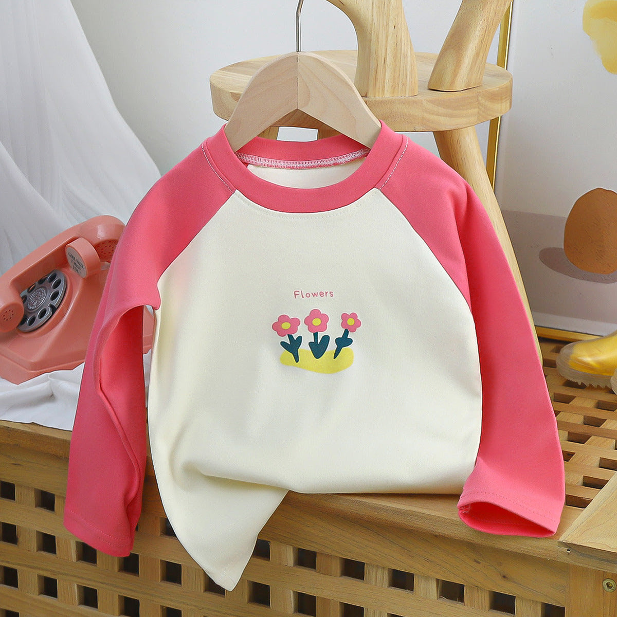 Kids Toddler Big Boys Girls Fashion Casual Cute Cartoon Pattern Round Neck Long Sleeve T-Shirt