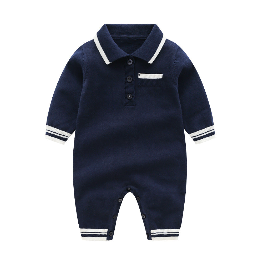 Winter Baby Simple Lapel Knit One Piece