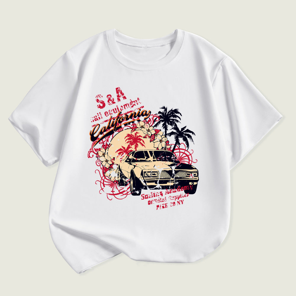 Kids Toddler Boys Girls Car Print Short Sleeve T-Shirt