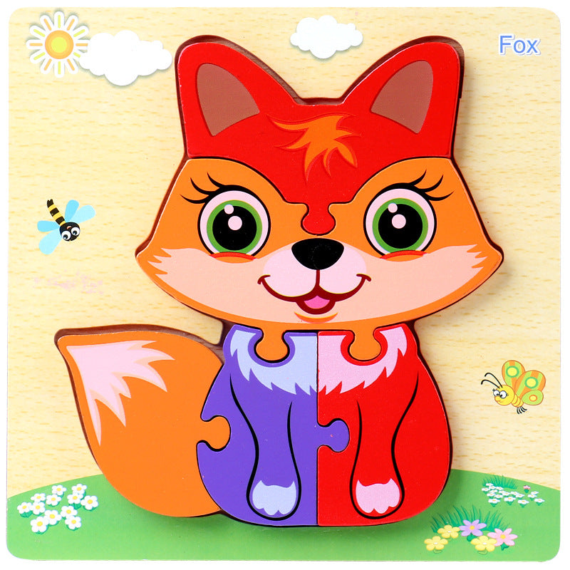 1-3 To Early Education Wooden Children'S Educational Cartoon Animal Three-Dimensional Puzzle