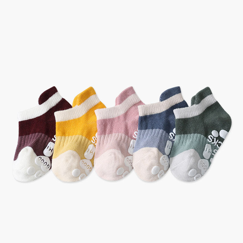 5 Pairs/Lot Non-Slip Rubber Ankle Baby Cotton Socks
