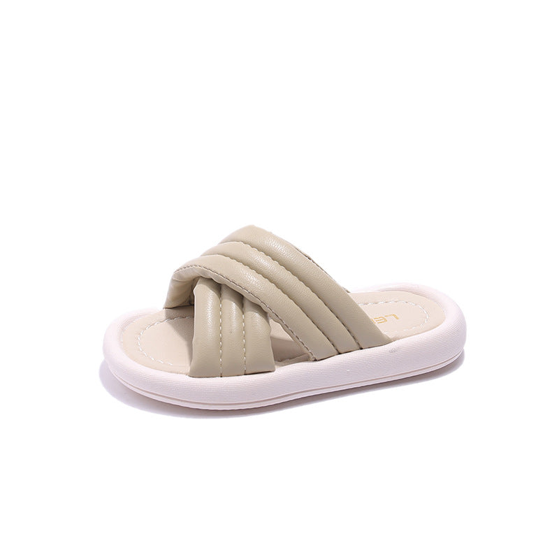 Children Kids Baby Fashion Girls Non-Slip Cross Casual Outdoor Slippers Shoes