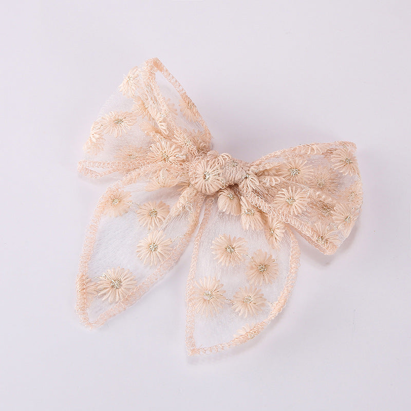 Toddlers Newborn Kid Baby Fashion Girls Bowknot Embroidery Hairpin Hair Accessories