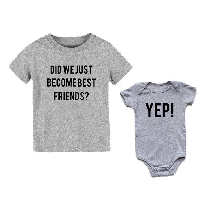Children Kids Baby Fashion Girls Boys Sister Brother Round Neck T-Shirt