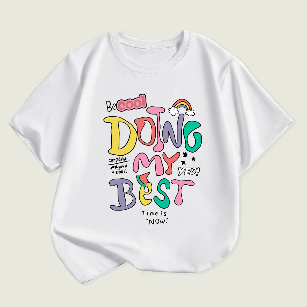 Kids Toddler Boys Girls Alphabet Print Short Sleeve T-Shirt