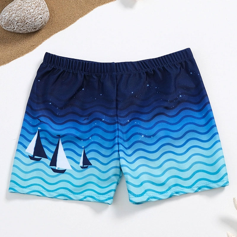 Children Fashion Wave Print Swimming Trunks