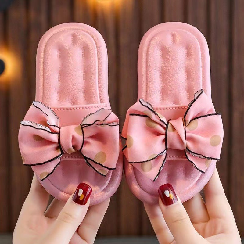 Children Kids Baby Fashion Girls Bowknot Princess Soft Sole Outer Slippers Shoes