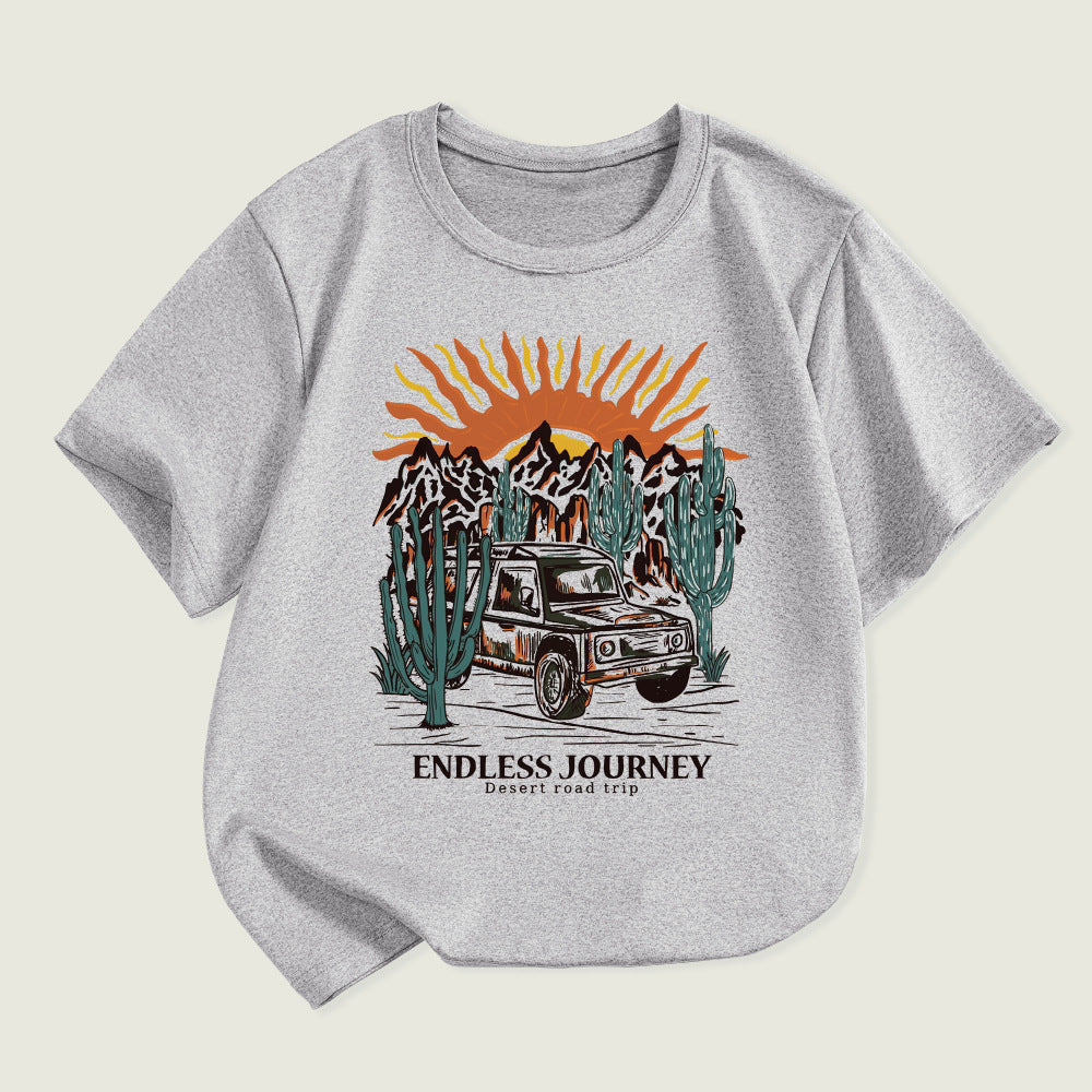 Kids Toddler Boys Girls Car Print Short Sleeve T-Shirt