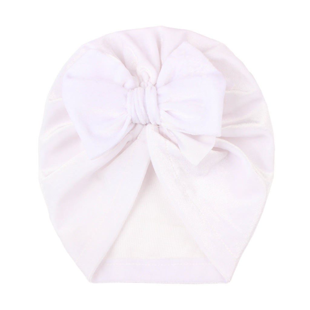 Newborn Cute Solid Color Bow Turban Cap