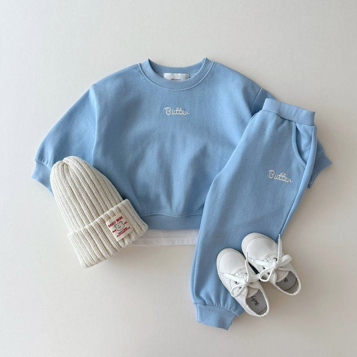 Autumn Kids Cand Color Toddler Girls Boys Cotton Letter Sweatshirt Pants Set