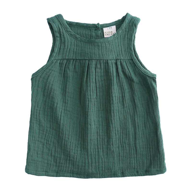 Toddlers Newborn Baby Fashion Boys Girls Casual Basic Sleeveless Solid Color T-Shirt
