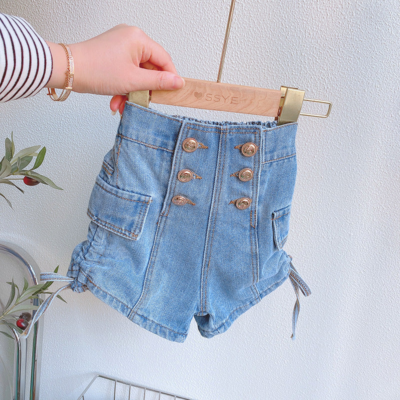 Children Kids Toddlers Fashion Girls Solid Color Denim Shorts