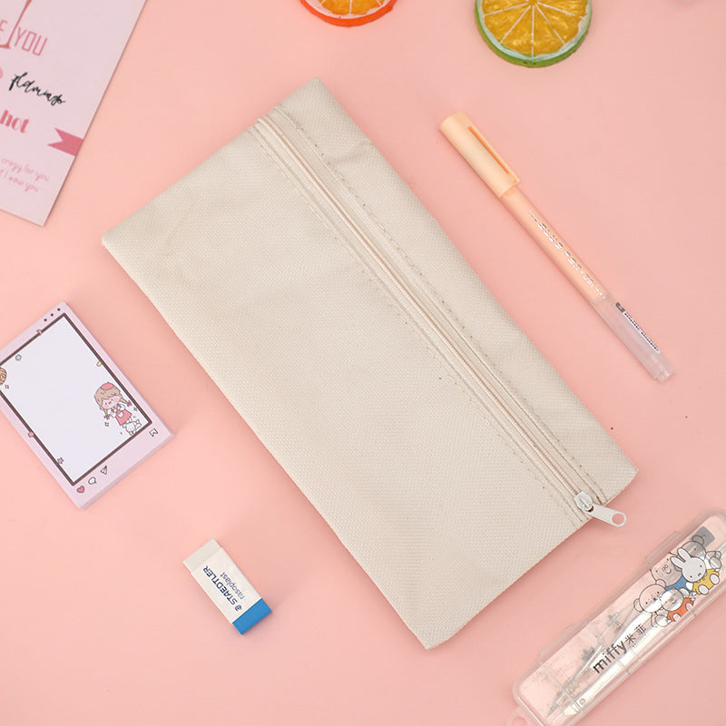 Fashion Simple Solid Color Oxford Cloth Zipper Pencil Bag