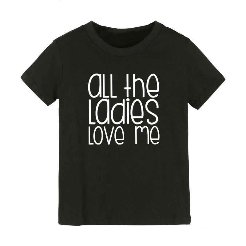Children Kids Baby Fashion Girls Boys Basic Casual All The Kadies Love Print Short Sleeve T-Shirt