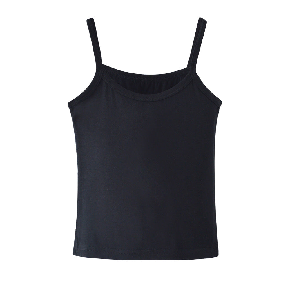Kids Girls Basic Solid Color Suspender Bottoming Soft Skin-friendly Vest