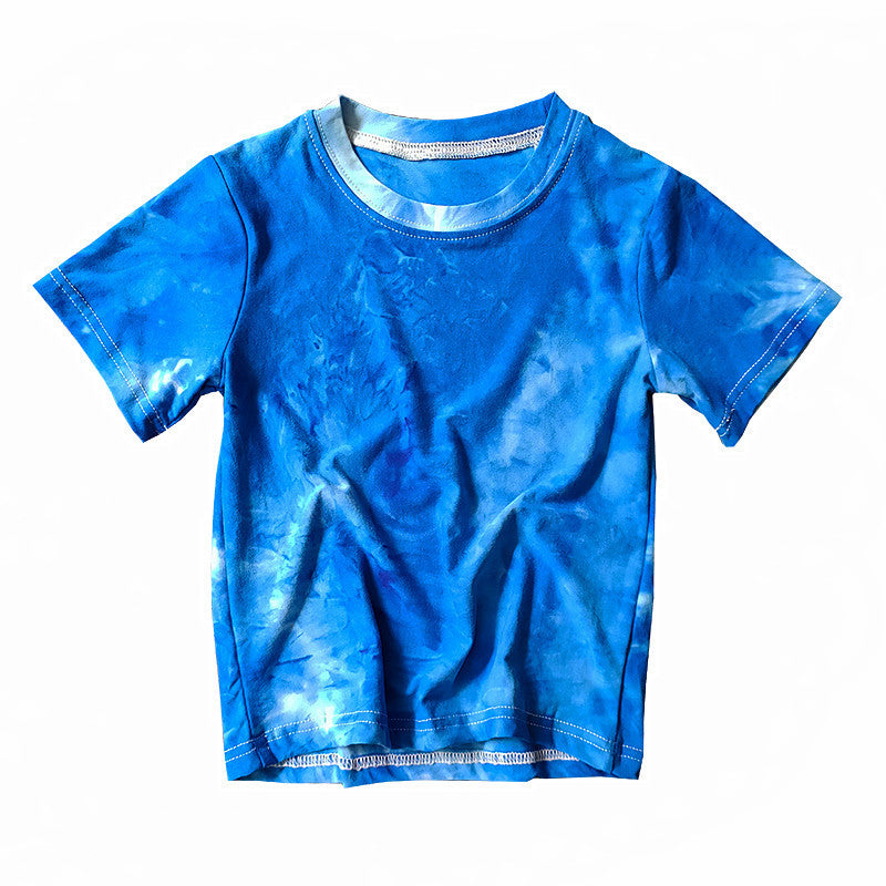 Children Kids Baby Fashion Girls Boys Short Sleeve Tie Dye Print T-Shirt