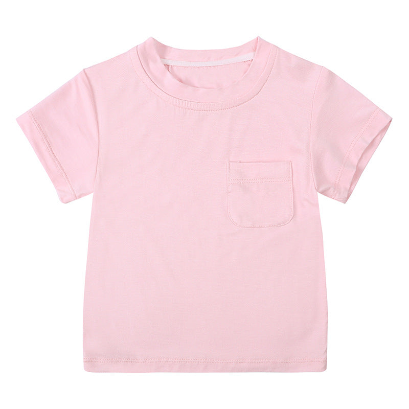 Kids Baby Boys Girls Casual Basic Solid Color Short Sleeve T-Shirt
