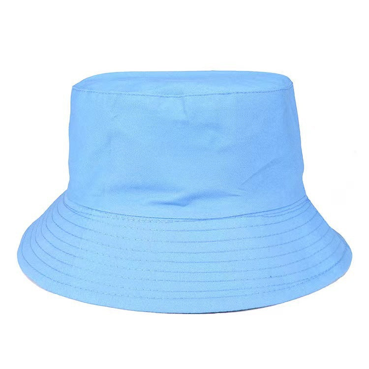 Fashion Solid Color Kids Flat Top Sunshade Sunscreen Double-Sided Bucket Hats
