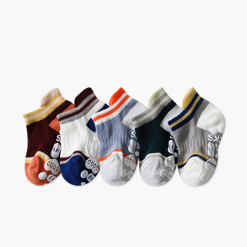 5 Pairs/Lot Non-Slip Rubber Ankle Baby Cotton Socks