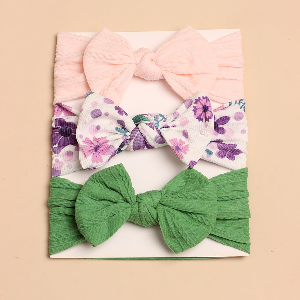 3pcs Spring Summer Baby Headscarf Children Cute Hair Bow Accessories