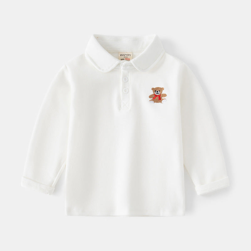 Children Kids Toddlers Boys Long-Sleeved Polo Lapel Shirt
