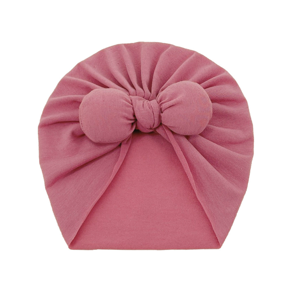 Newborn Cute Solid Color Bow Turban Cap
