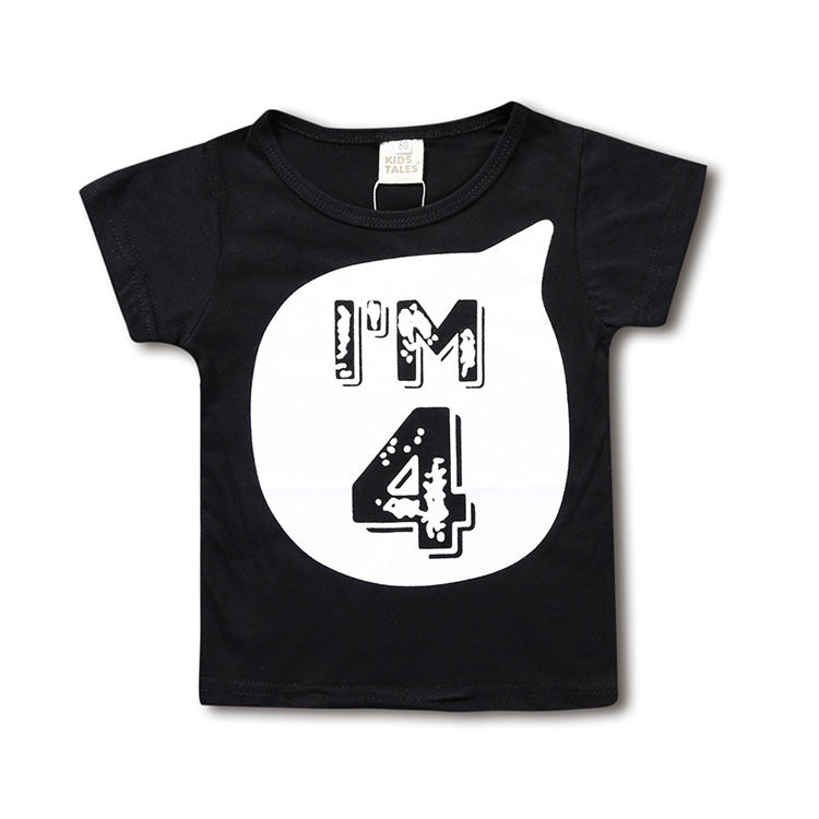 Kids Toddler Boys Girls Casual Cute Letter Round Neck Short Sleeve T-Shirt