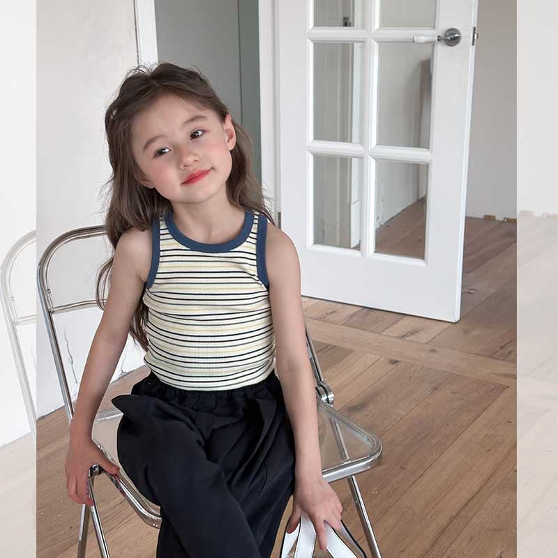 Kids Toddler Big Girls Fashion Casual Cute Stripe Print Tank Top