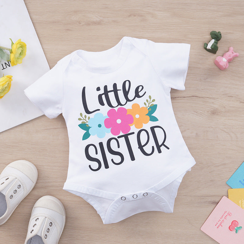 Children Kids Baby Fashion Girls Patchwork Letter Sister T-Shirt
