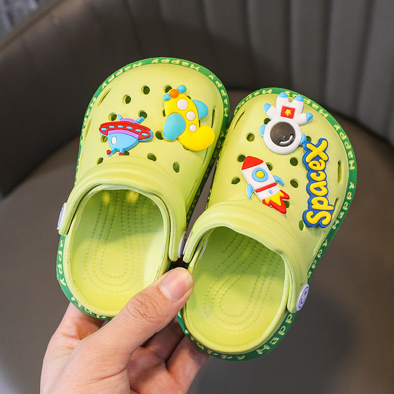 Kids Fashion Astronaut Pattern Non-Slip Outer Piercing Shoes Slippers
