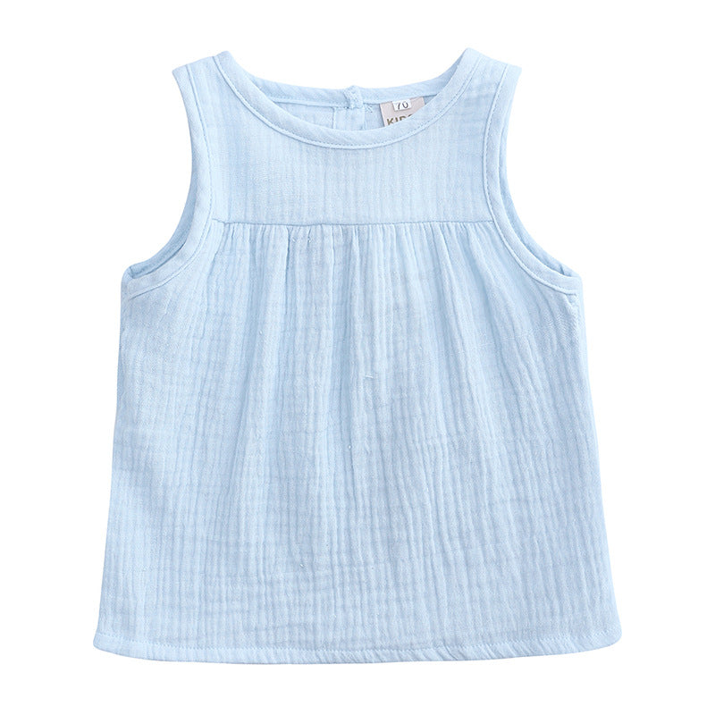 Toddlers Newborn Baby Fashion Boys Girls Casual Basic Sleeveless Solid Color T-Shirt