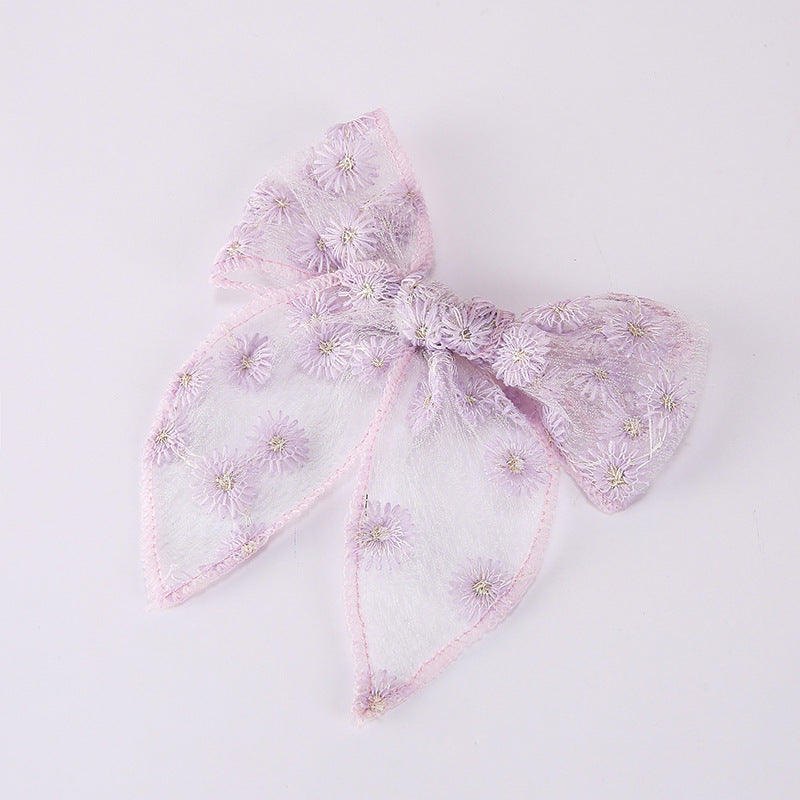 Toddlers Newborn Kid Baby Fashion Girls Bowknot Embroidery Hairpin Hair Accessories