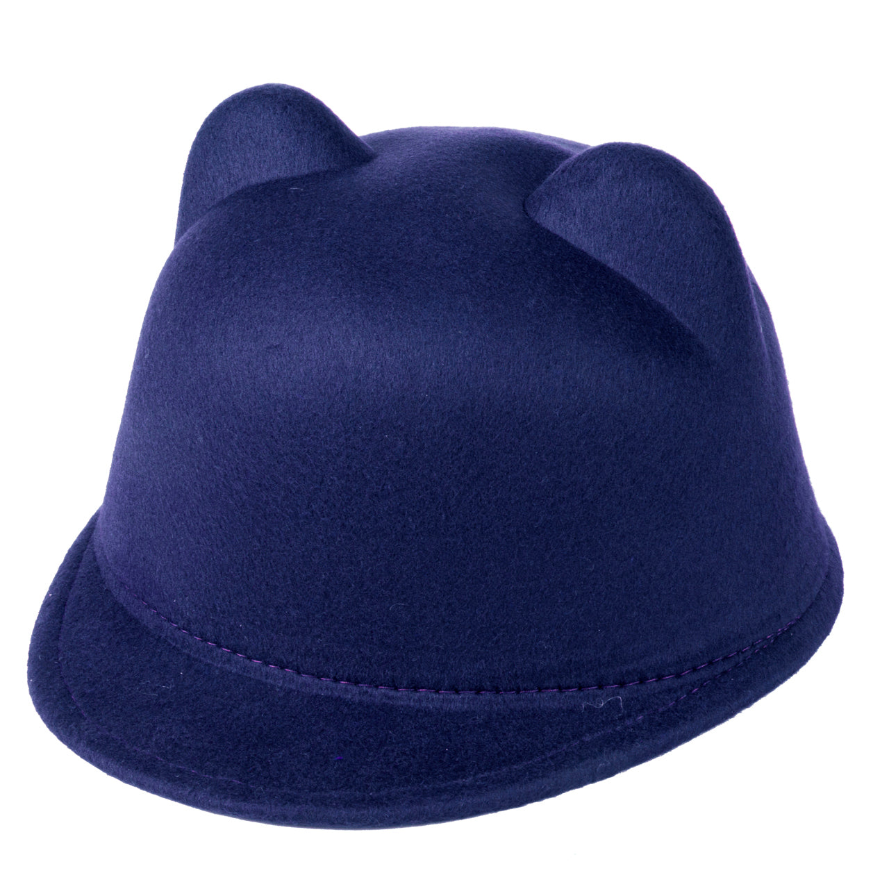 Winter Warm Kids Baby Girls Cat Ears Wool Derby Bowler Cap Solid 3D Ears Vintage Costume Play Brim Hats Cap