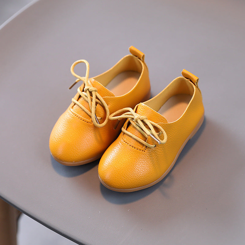 Girls Fashion Solid Color Leather Shoes